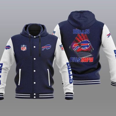 Buffalo Bills Hooded Button Jacket with Hood - Navy