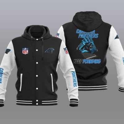 Carolina Panthers Hooded Button Jacket with Hood - Black
