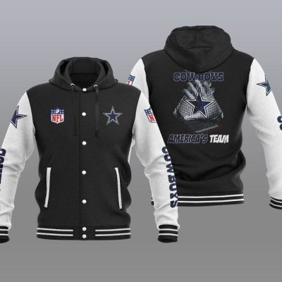 Dallas Cowboys Hooded Button Jacket with Hood - Black