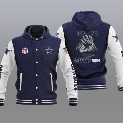 Dallas Cowboys Hooded Button Jacket with Hood - Navy