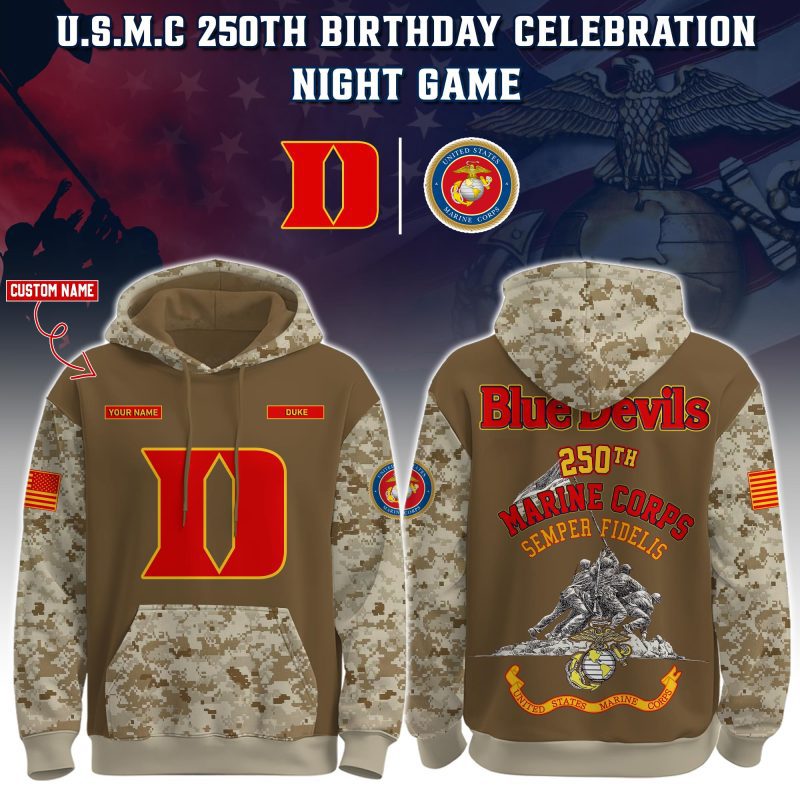 Duke Blue Devils USMC 250th Birthday "Semper Fidelis" Combo Hoodie & Pants Limited Edions USMC2745