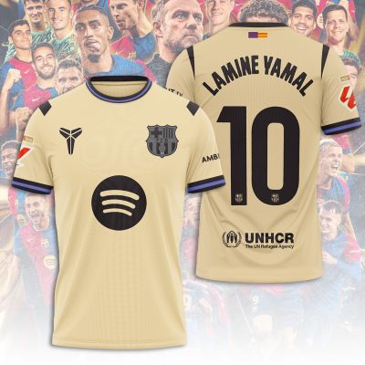 FC Barcelona x Kobe Bryant x Lamine Yamal #10 Cream Unisex Performance T-Shirt