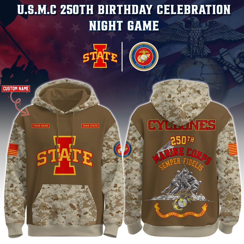 Iowa State Cyclones USMC 250th Birthday "Semper Fidelis" Combo Hoodie & Pants Limited Edions USMC2753