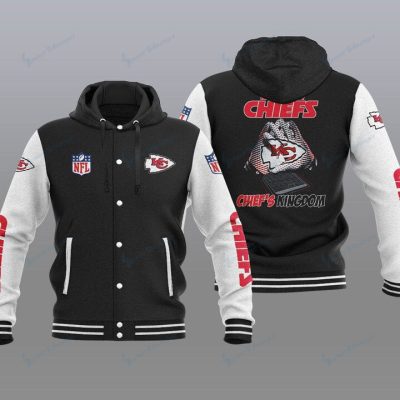 Kansas City Chiefs Hooded Button Jacket with Hood - Black