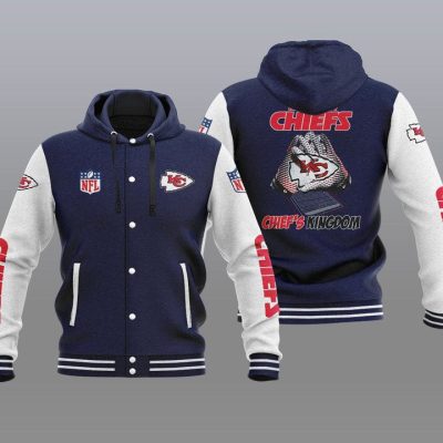 Kansas City Chiefs Hooded Button Jacket with Hood - Navy