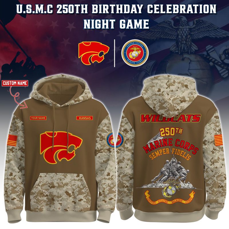Kansas State Wildcats USMC 250th Birthday "Semper Fidelis" Combo Hoodie & Pants Limited Edions USMC2756