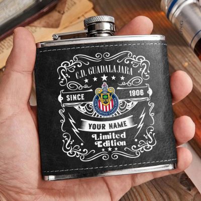LIGA MX Chivas Guadalajara Personalized Name Leather Flask
