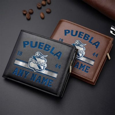 LIGA MX Club Puebla Personalized Name Leather Wallet