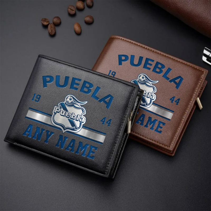 LIGA MX Club Puebla Personalized Name Leather Wallet