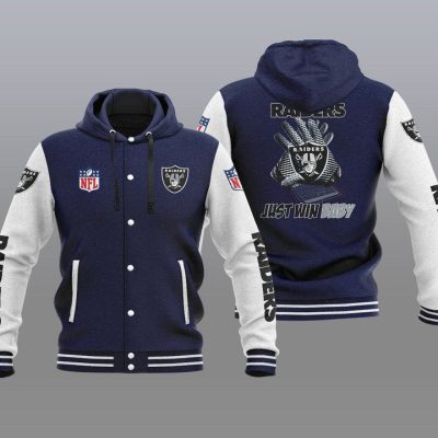 Las Vegas Raiders Hooded Button Jacket with Hood - Navy