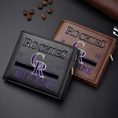 MLB Colorado Rockies Personalized Name Leather Wallet