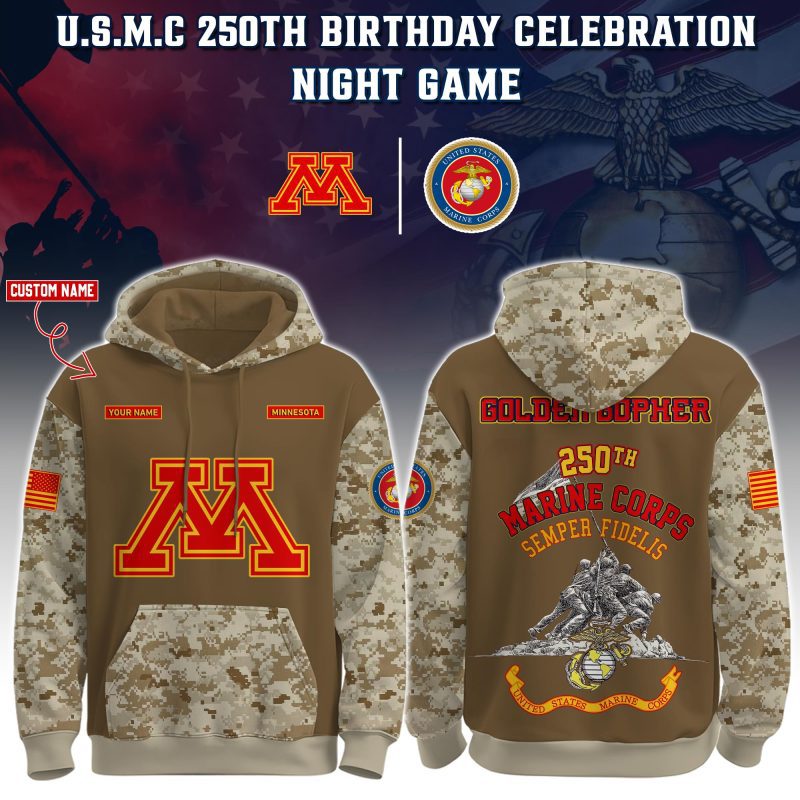 Minnesota Golden Gophers USMC 250th Birthday "Semper Fidelis" Combo Hoodie & Pants Limited Edions USMC2762