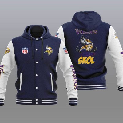 Minnesota Vikings Hooded Button Jacket with Hood - Navy