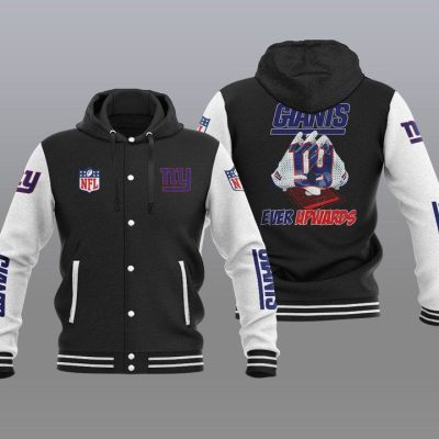 New York Giants Hooded Button Jacket with Hood - Black