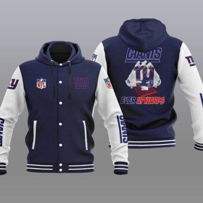 New York Giants Hooded Button Jacket with Hood - Navy