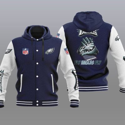 Philadelphia Eagles Hooded Button Jacket with Hood - Navy