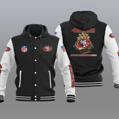 San Francisco 49ers Hooded Button Jacket with Hood - Black