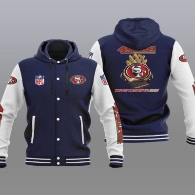 San Francisco 49ers Hooded Button Jacket with Hood - Navy