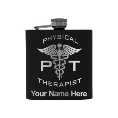Stainless Steel Flask PT Physical Therapist Personalized Engraving Included (Stainless Steel)