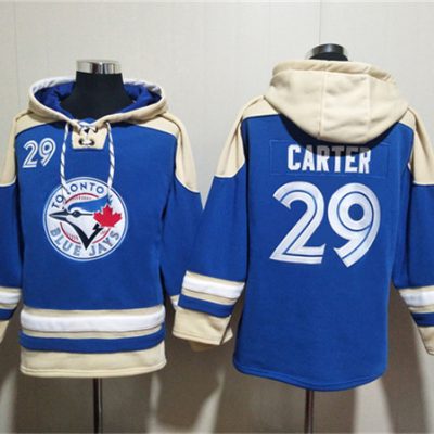 Toronto Blue Jays #29 Joe Carter Royal Ageless Lace-Up Pullover Hoodie