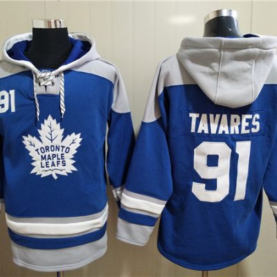 Toronto Maple Leafs #91 John Tavares Blue Ageless Lace-Up Pullover Hoodie