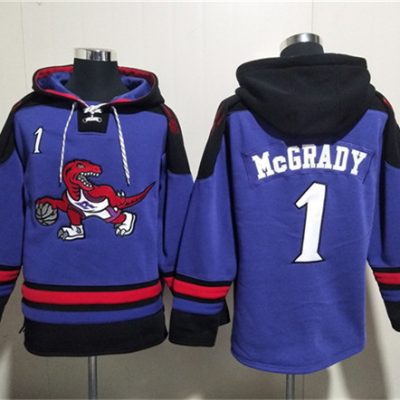 Toronto Raptors #1 Tracy McGrady Purple Lace-Up Pullover Hoodie