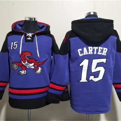 Toronto Raptors #15 Vince Carter Purple Lace-Up Pullover Hoodie