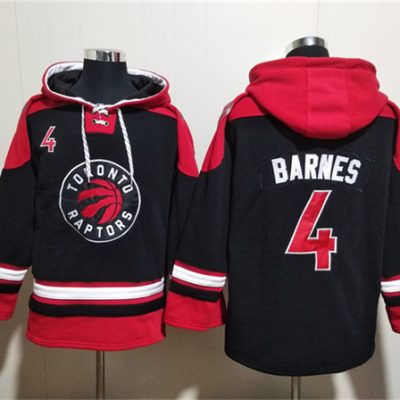 Toronto Raptors #4 Scottie Barnes Black/Red Lace-Up Pullover Hoodie