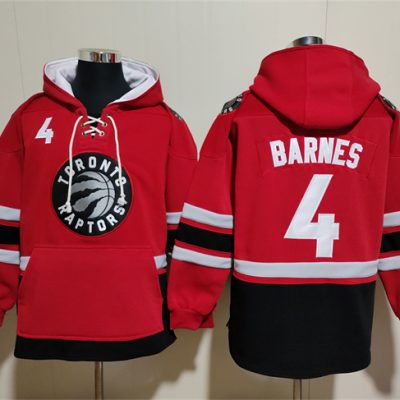 Toronto Raptors #4 Scottie Barnes Red/Black Lace-Up Pullover Hoodie