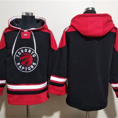 Toronto Raptors Blank Black/Red Lace-Up Pullover Hoodie