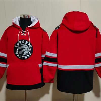 Toronto Raptors Blank Red/Black Lace-Up Pullover Hoodie
