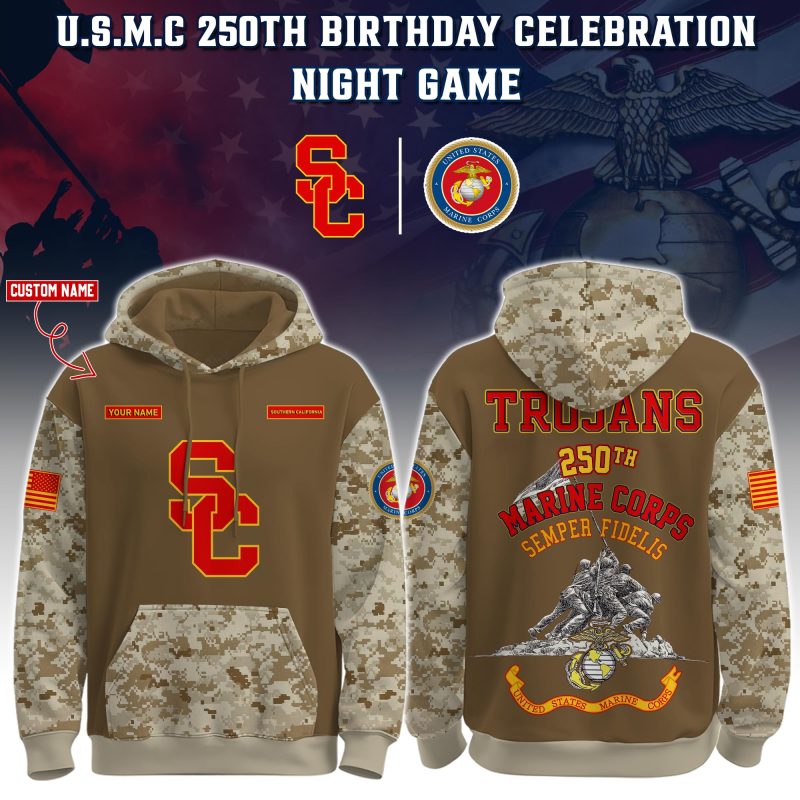 USC Trojans USMC 250th Birthday "Semper Fidelis" Combo Hoodie & Pants Limited Edions USMC2789