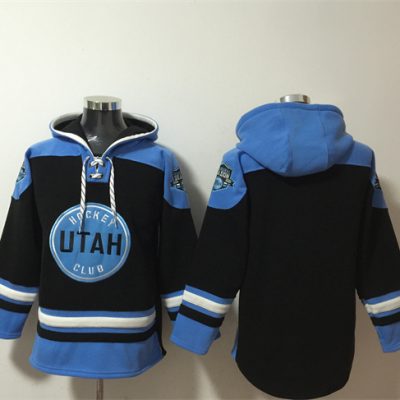 Utah Hockey Club Blank Black/Blue Ageless Lace-Up Pullover Hoodie