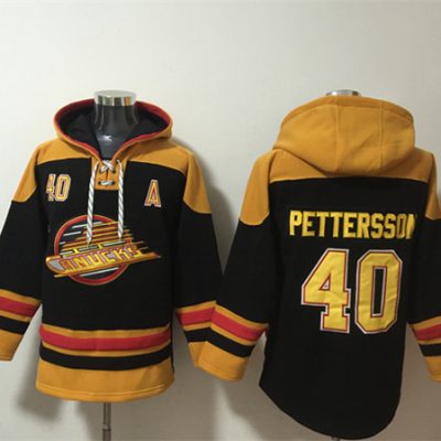 Vancouver Canucks #40 Elias Pettersson Green Ageless Lace-Up Pullover Hoodie