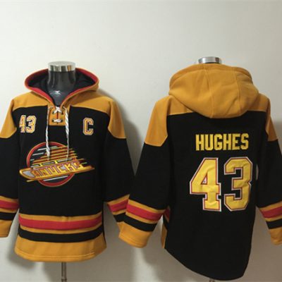 Vancouver Canucks #43 Quinn Hughes Green Ageless Lace-Up Pullover Hoodie