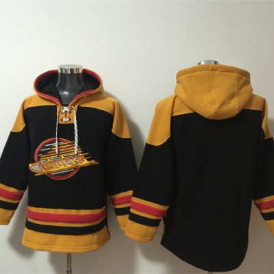 Vancouver Canucks Blank Black Ageless Lace-Up Pullover Hoodie