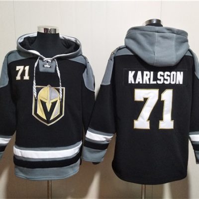 Vegas Golden Knights #71 William Karlsson Black Ageless Lace-Up Pullover Hoodie
