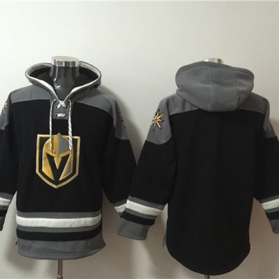 Vegas Golden Knights Blank Black Ageless Lace-Up Pullover Hoodie