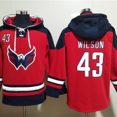 Washington Capitals #43 Tom Wilson Red Ageless Lace-Up Pullover Hoodie