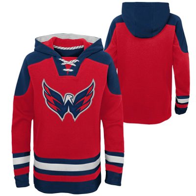 Washington Capitals Blank Red Ageless Lace-Up Pullover Hoodie