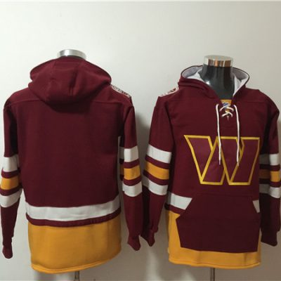 Washington Commanders Blank Burgundy Lace-Up Pullover Hoodie