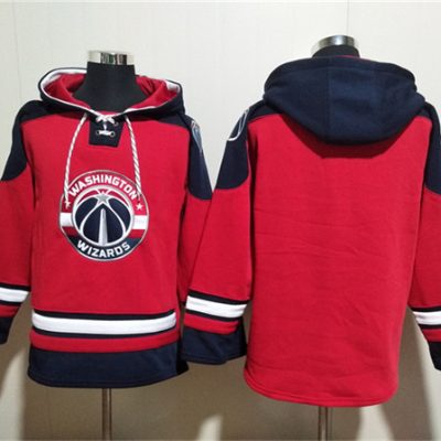 Washington Wizards Blank Red/Navy Lace-Up Pullover Hoodie