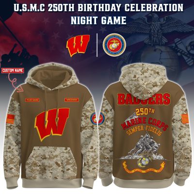 Wisconsin Badgers USMC 250th Birthday "Semper Fidelis" Combo Hoodie & Pants Limited Edions USMC2796